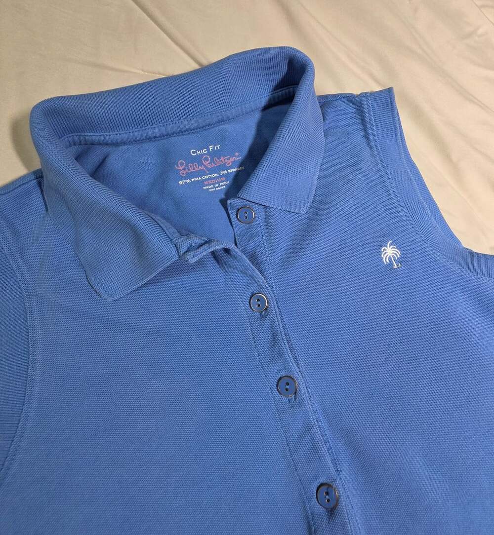 Lilly Pulitzer Chic Fit Polo Size Medium Blue Sleeveless